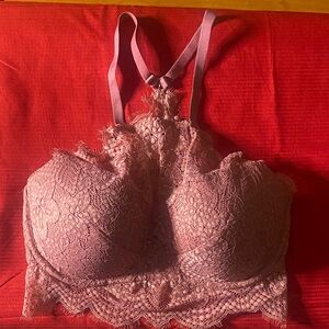 PINK Victoria's Secret Dusty Pink Lace Longline Bralette Size SDD